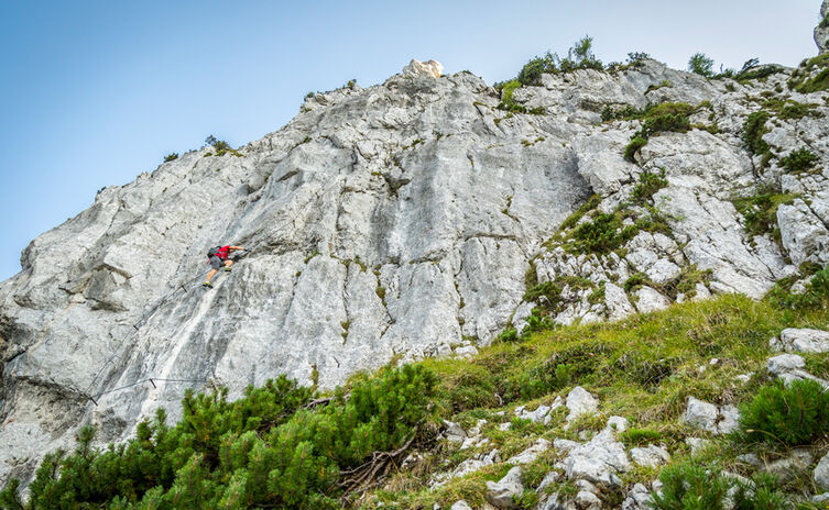 Die letzte Wand des Pidinger Klettersteigs