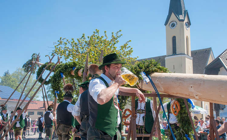 Maibaum: Die Pidinger Burschen feiern